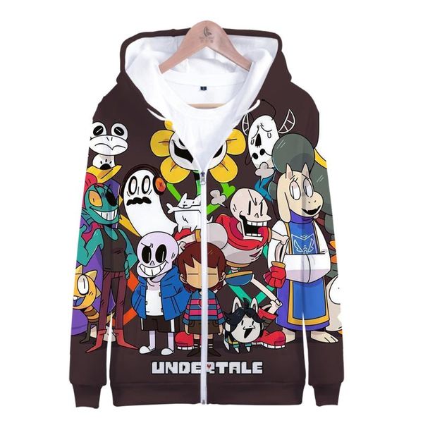 Felpe con cappuccio da uomo Felpe Divertenti Undertale Sans Felpa con cerniera Ragazzo / ragazza Autunno Stampa 3D College Teen Pullover Abbigliamento per bambini Cappuccio