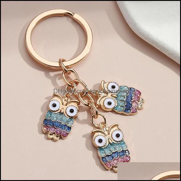 

key rings jewelry custom cute keychain owl star chains animal gifts for women men handbag accessorie car keys handmade j dhv40, Slivery;golden