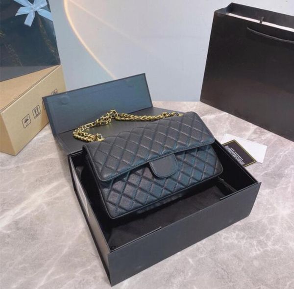 

classic flap caviar grain bag 25*7*18cm genuine cowhide leather cf handbag women wallet golden chain shoulder bags cross body fanny pack