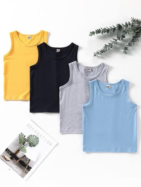 

toddler boys 4pcs solid tank she, Blue;red