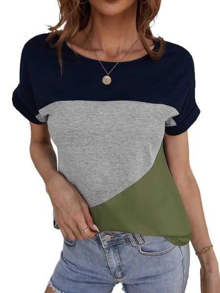 

contrast panel batwing sleeve tee p6gb#, White