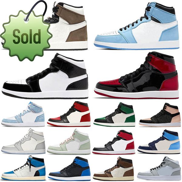

men 1 basketball shoes high og 1s bordeaux university blue dark mocha bred shadow unc twist seafoam mens women sneakers trainers eur 36-47