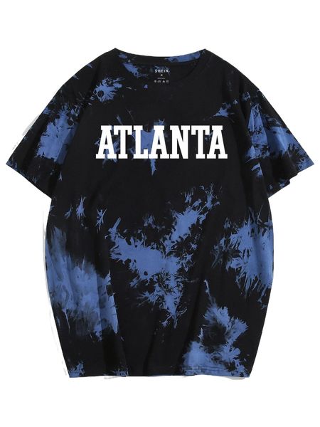 

men letter graphic tie dye tee b7ah#, White;black