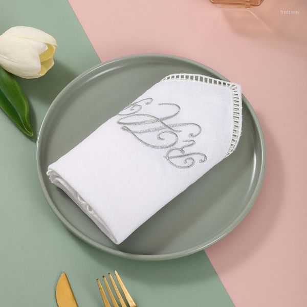 Laço amarra 2022 guardanapos bordados para festas de casamento mesa de pano branco restaurante de guardana