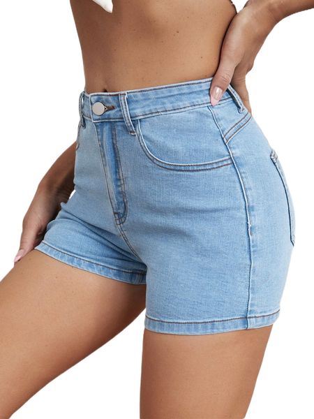 

slant pocket straight leg denim shorts w1vj#, White;black