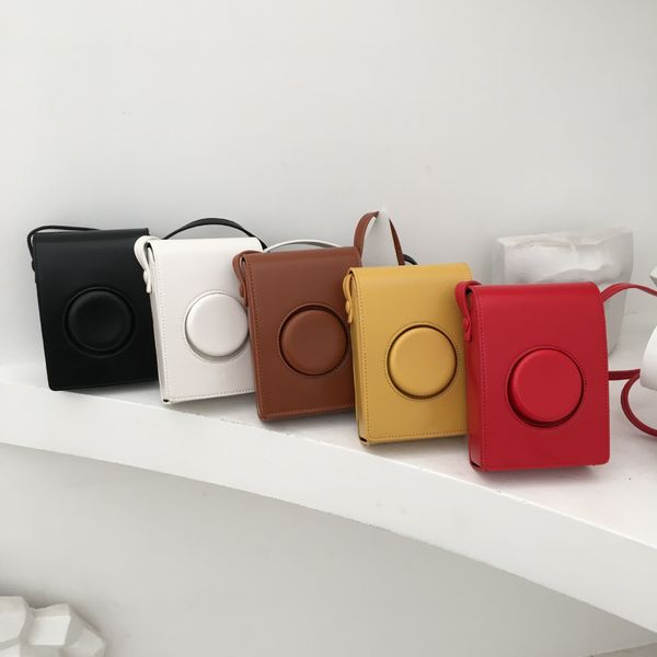 

2022 amazon young ladies fashion mini cute camera bag ladies handbag pu leather customization, Black;red