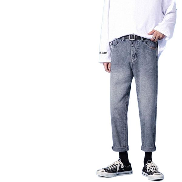 

men's jeans men korean fashion washed pants mens japanese streetwear denim pencil slim casual jeans1 60br#, Blue