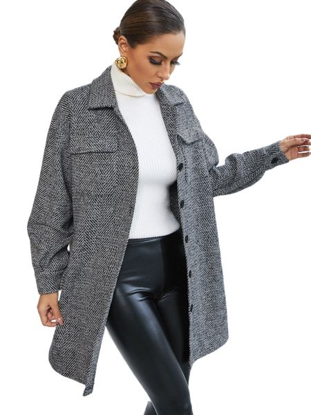 

herringbone flap pocket single breasted overcoat z7nb#, Black