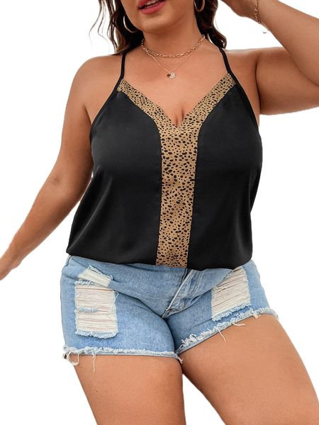 

plus dalmatian print halter b64h#, Black