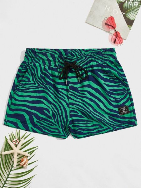 

men zebra striped patch detail shorts s43v#, White;black