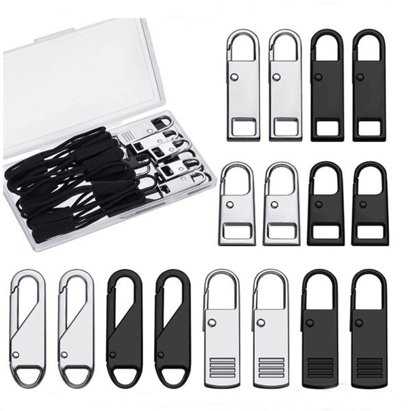 

33pcs zipper pull replacement repair kit slider pull tab universal fixer metal zippers head diy sewing craft tool, Black