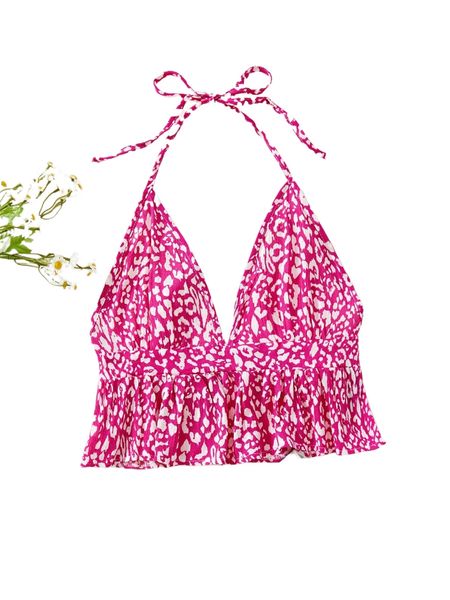 

allover print peplum halter f6yq#, White