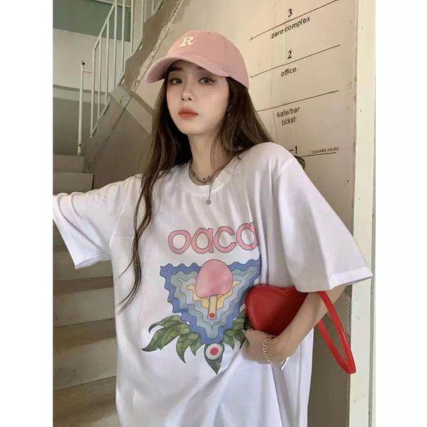 

women's t-shirt summer new design floral racket letter print short sleeve t-shirts women mens t shirts black white s-xxl
