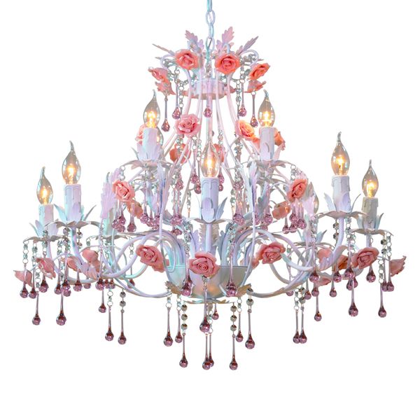 

chandelier pastoral living room dining crystal lamp warm romantic flower bedroom lamp led art lamps pendant lights