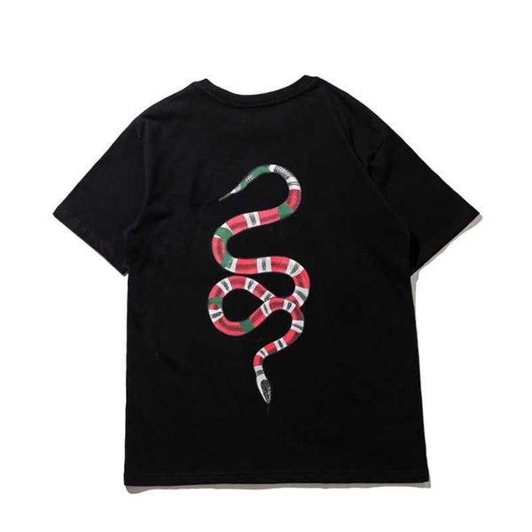 

men clothing summer mens t-shirts fashion snake printed tee cool short sleeved crew neck tees man women white black w220315