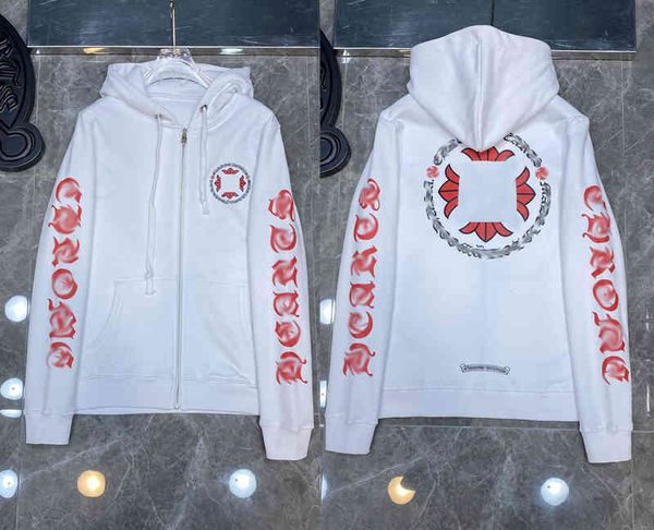 

classic designer hoodies fashion luxury mens zipper ch sweatshirts horseshoe sanskrit cross print pullover hooded sweater women jacket za3g, Black