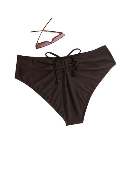 

plus drawstring bikini bottom d9km#, Black