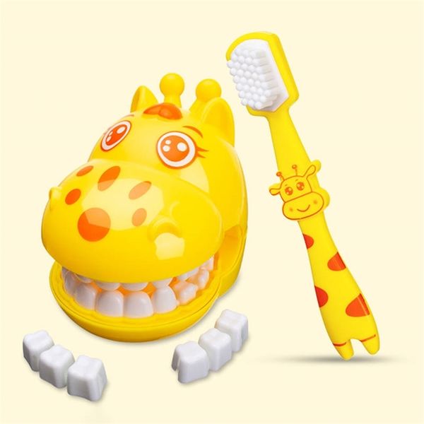 Carino giraffa modellazione dentista giocattoli giochi di ruolo set spazzolino da denti finta giocare ospedale bambini giocattoli per bambini regali 220725
