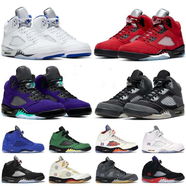 

5s shoes men 5 raging red stealth 2.0 alternate grape what the anthracite metallic white cement mens sports sneakers, Black