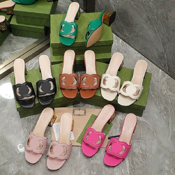 Ineinandergreifende, ausgeschnittene Damen-Slides, Designer-Sandale, sexy flache Hausschuhe, quadratische Pantoletten, Damen-Flip-Flops, bestickte Plattform, Gummi-Sandale, Leder, Freizeitschuh NO384