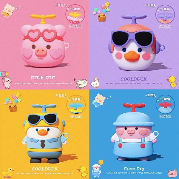 

bamboo earphone cover, airplads pro, lovely silicone cartoon pig and duck, 12 bags
