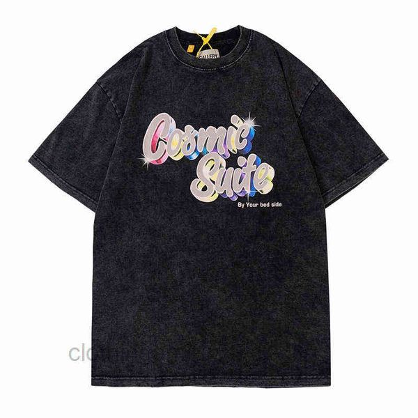 

2022 shirs designer gallerydep t shir hip hop high sree fashion brand used wash loose round neck prin shor sleeve t-shir men 58wf, White;black