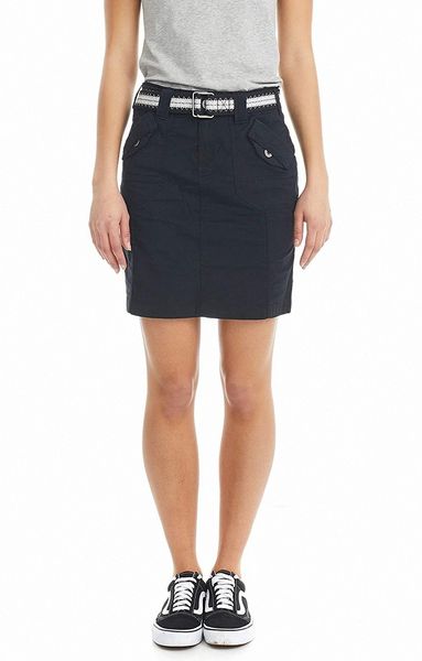 

jeans women's cargo skirt - stretch poplin with belt g8lm#, Black