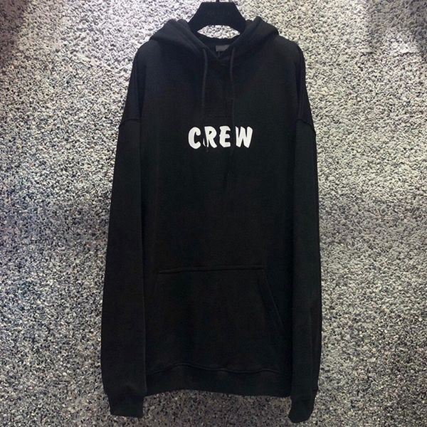 

2022 paris crew hooded sweatshirts men and women letter printed long sleeve pullover hoodie fashion streetwear bb sweater jumper282z, Black