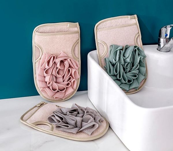 Escovas de banho de dupla face adultos esfoliantes banhos de luvas de banho luvas de limpeza para o banheiro portátil suprimentos de lavagem de banheiro sn4477