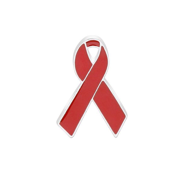 

red blue ribbon brooches for women silver plated enamel lapel pins world aids day logo badges denim shirt gift bag accessories marine conser, Gray