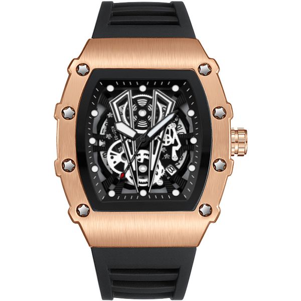 

watch mens master design fashion skeleton display atmospheric casual watch, Slivery;brown