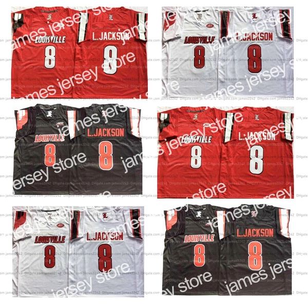 

new lamar jackson #8 college football jersey mens stitched red white black l.jackson jerseys quality, Black;red