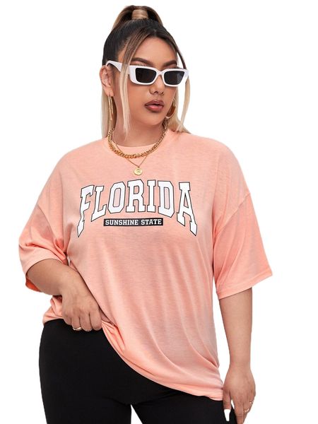 

plus letter graphic drop shoulder oversized tee l0tb#, Black