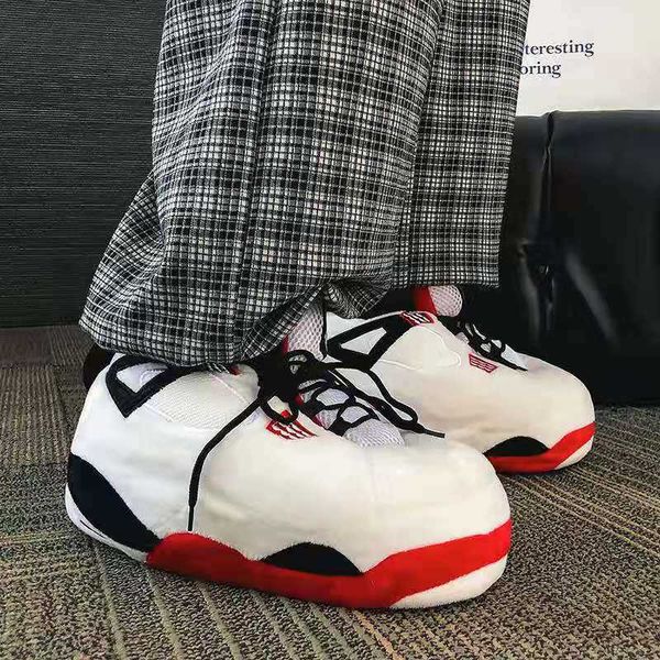 

happy_buy_bag 2022 big plush sneaker slippers soft couple slide comfy winter shoes women and man chaussons maison zapatillas casa hombre pan, Black