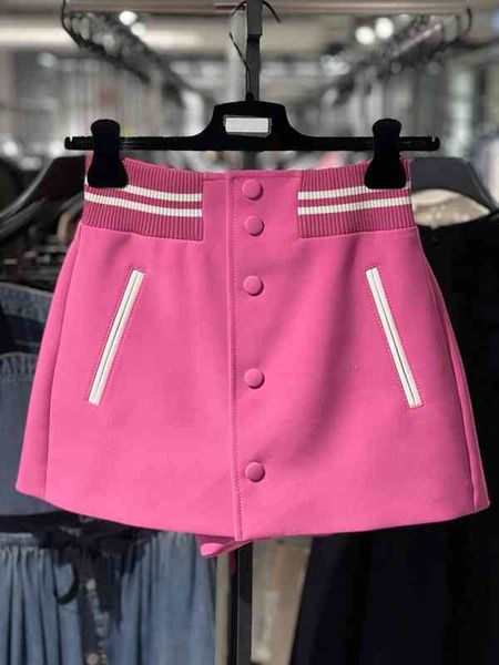 

skirts slim button design sense pink short skirt french minority spring and summer waist a-line women, Black