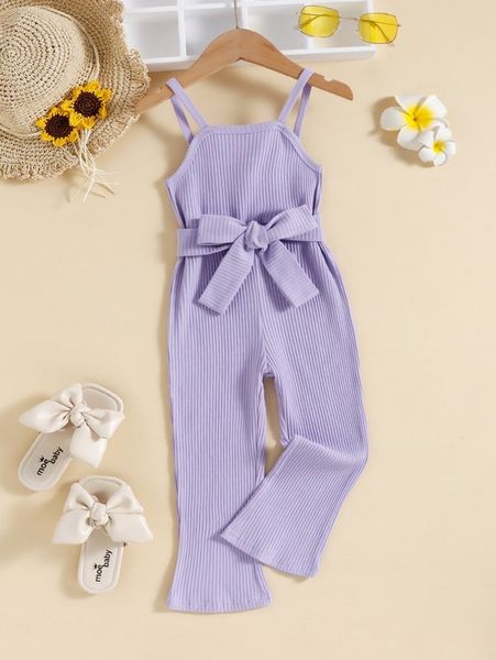 

toddler girls belted flare leg cami jumpsuit she, Blue