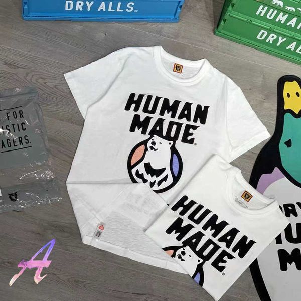 

2022ss summer humanmade t-shirts polar bear pattern men women casual loose bamboo cotton t shirts clothing harajuku, White;black