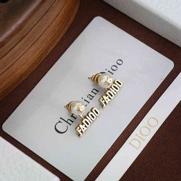 

2022 factory wholesale new pearl net red back hanging earrings, Golden