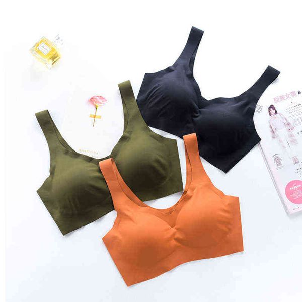 Nahtlose Mädchen Gym Sport-Bh Frauen Padded Push Up Wirefree Sport Bh Plus Größe Fitness Weste Schlafen Laufen Unterwäsche L220727