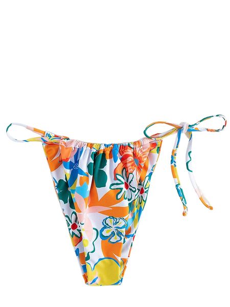 

floral tie side bikini bottom f2jw#, White;black