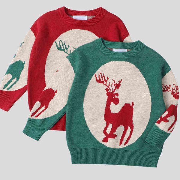 

autumn kids knitting sweaters christmas cartoon printing baby boys girls pullover baby boys girls knitting clothes l220715, Blue