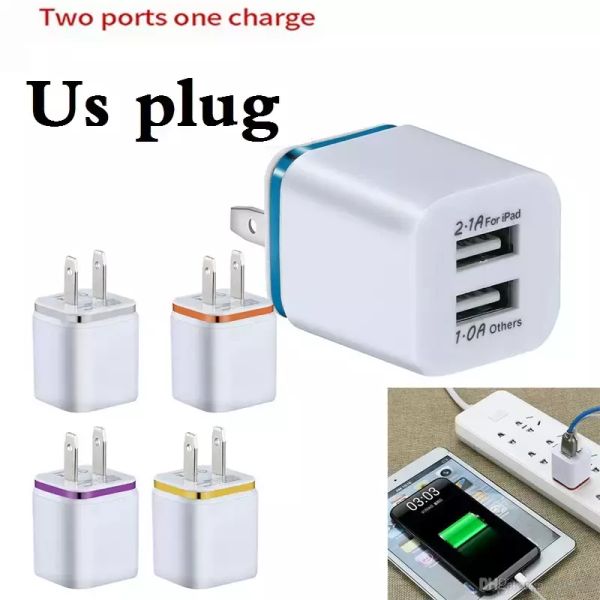 

5v 2.1a eu us ac home travel wall charger power adapter plugs for iphone samsung s8 s10 note 10 htc android phone pc mp3