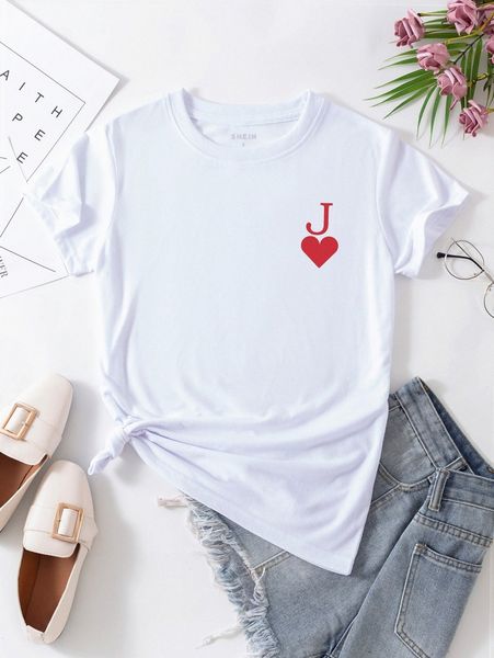 

letter & heart print tee i8uc#, White