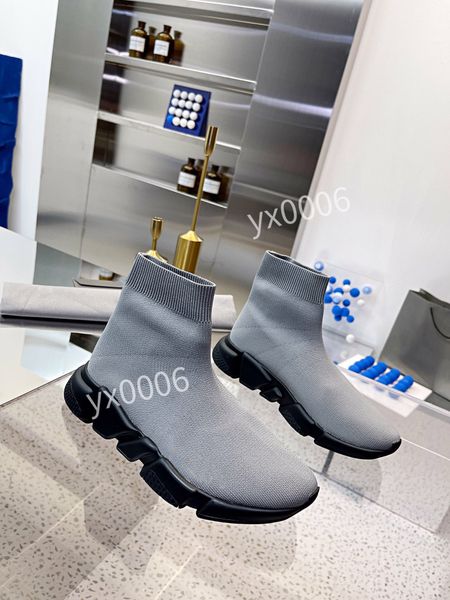 

r sock shoes luxury brand paris knit mesh men women sock sneakers high platform soft casual sneakers, Black
