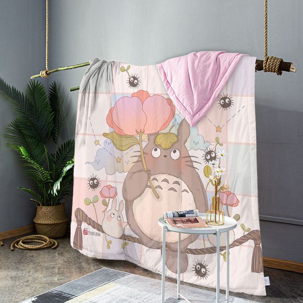 100 biancheria da letto in cotone 3d Kids Chridren Cartoon Totoro Pink Comforter Summer Aria condizionata Anime per adulti Cool in Summer Bed Cute children Gift Twin Queen Size