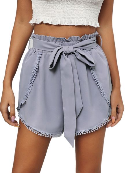 

paperbag waist belted shorts v8ff#, White;black