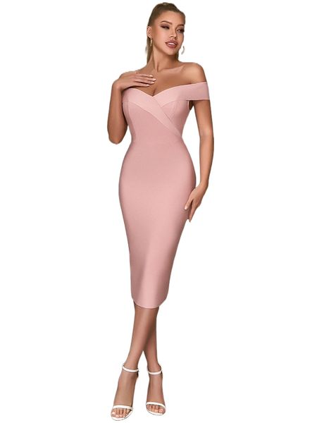 

adyce off shoulder slit back bandage dress 54q1#, Black;gray