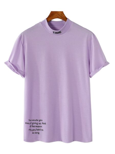 

men slogan graphic mock neck tee i15x#, White;black