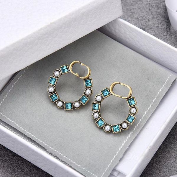 

designer jewelry women earrings diamond studs with letter stamp brass gold silver plated pearl earring elegant new fashion style girl gift, Golden;silver