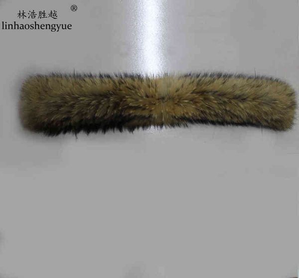 

linhaoshengyue the real raccoon fur collar 75 length t220802, Blue;gray